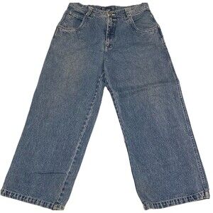 Vintage Y2K Bullhead 31x28 Baggy Loose Fit Wide Leg Faded Stonewash Denim Jeans